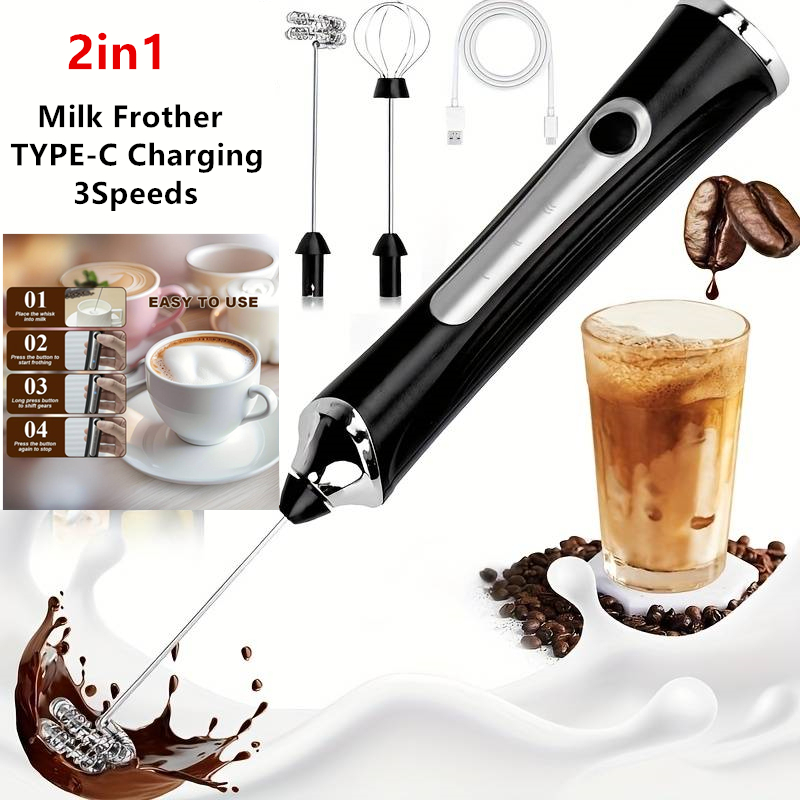 Electric Milk Frother Handheld - Bezprzewodowy elektryczny spieniacz do mleka i